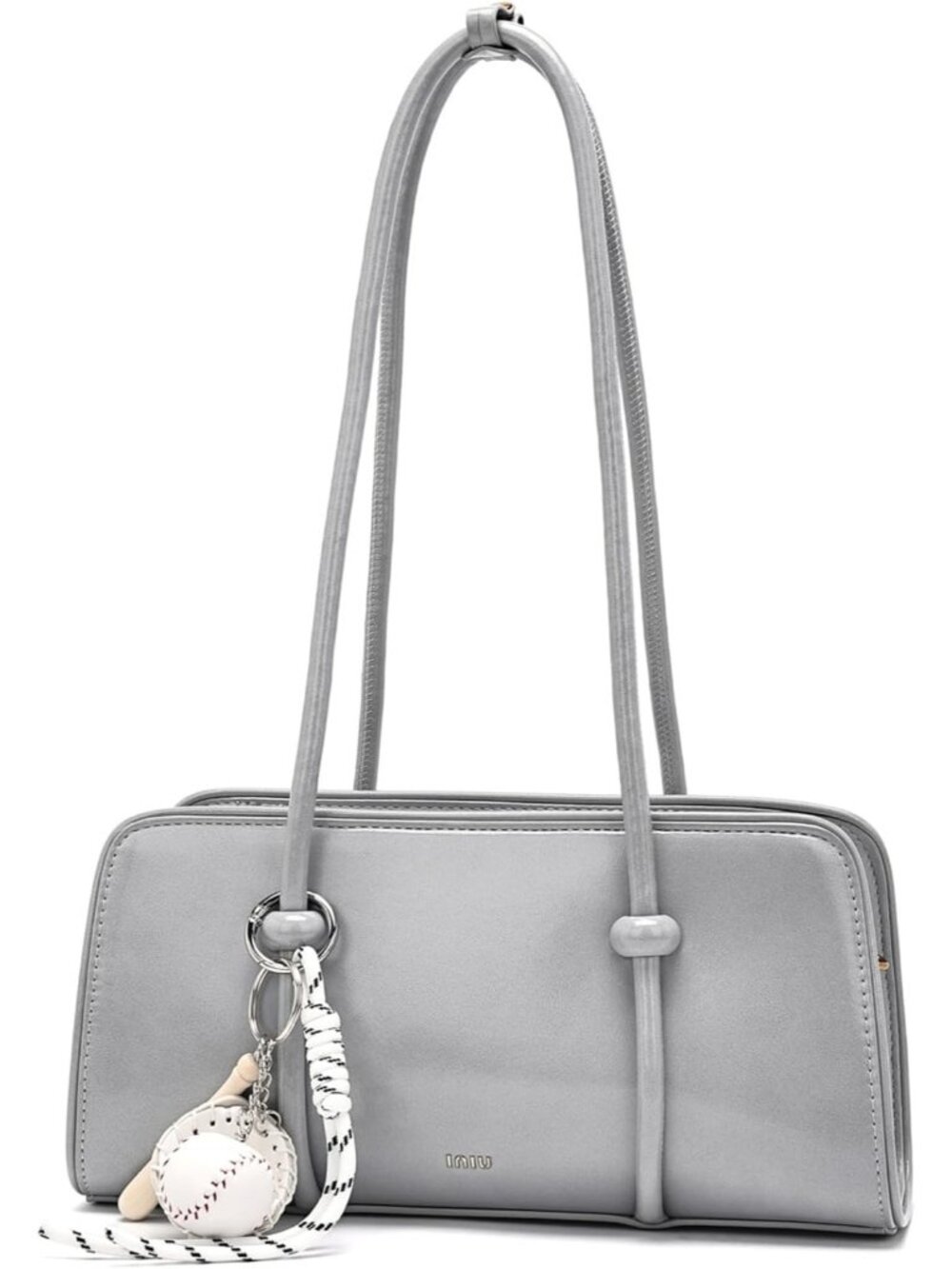 Women's Light Gray Multi Pocket Crossbody Handbag Spacious Top Handle Purse